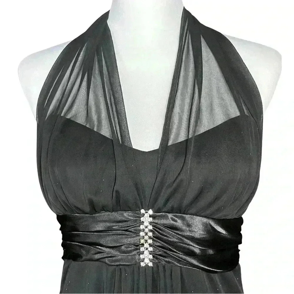 Vintage Y2K Black Halter Hoco Cocktail Dress. Whimsigoth Fairy Sparkle. Small. - Picture 7 of 8